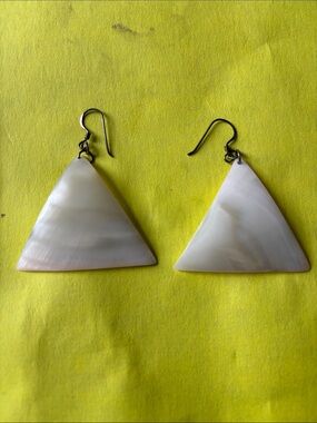 Triangle Shell Earrings Whitish 925 Wires